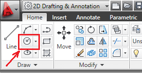 Drawing a circle in AutoCAD
