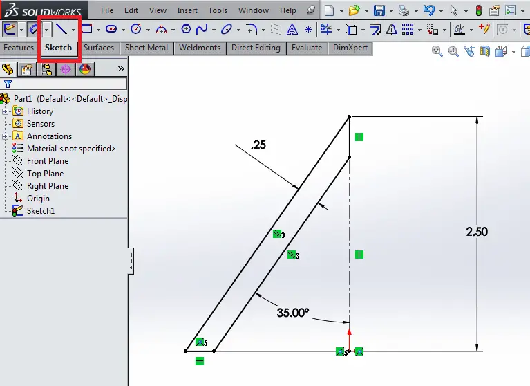 Coincident sketch in solidworks