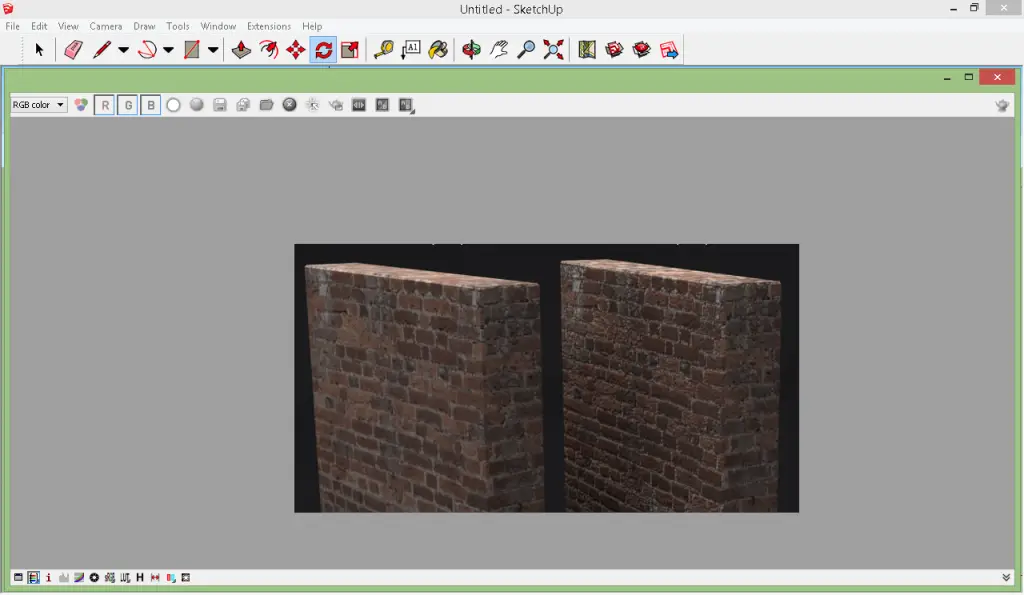 Render[in] bump mapping – The light calculations differentiates the bumps on the right side from the plain (bump-map free) render on the left hand.